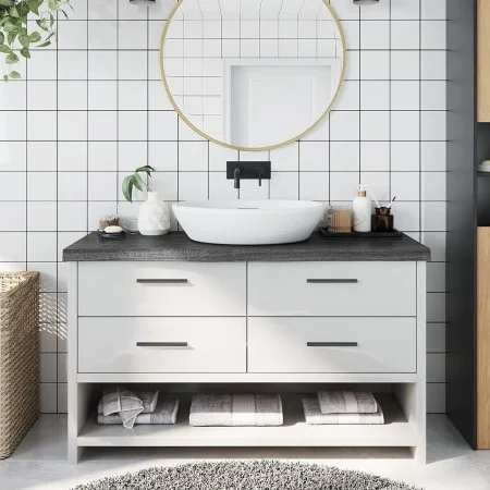 Encimera de baño madera tratada marrón oscuro 100x40x(2-6) cm de vidaXL, Encimeras - Ref: Foro24-3156226, Precio: 75,19 €, De...