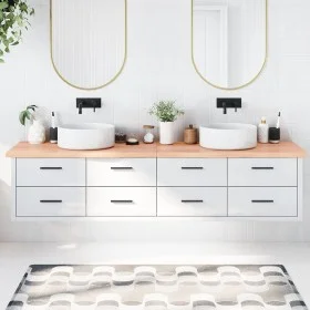 Encimera baño madera maciza tratada marrón claro 220x50x(2-4)cm de vidaXL, Encimeras - Ref: Foro24-3156181, Precio: 143,74 €,...