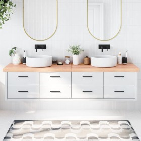 Light brown treated solid wood bathroom countertop 220x60x(2-6)cm by vidaXL, Countertops - Ref: Foro24-3156184, Price: 198,28...