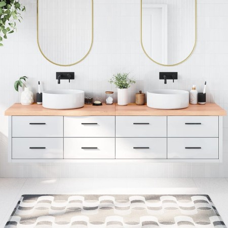 Light brown treated solid wood bathroom countertop 220x60x(2-6)cm by vidaXL, Countertops - Ref: Foro24-3156184, Price: 198,28...