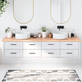Light brown treated solid wood bathroom countertop 220x50x(2-6)cm by vidaXL, Countertops - Ref: Foro24-3156182, Price: 171,29...