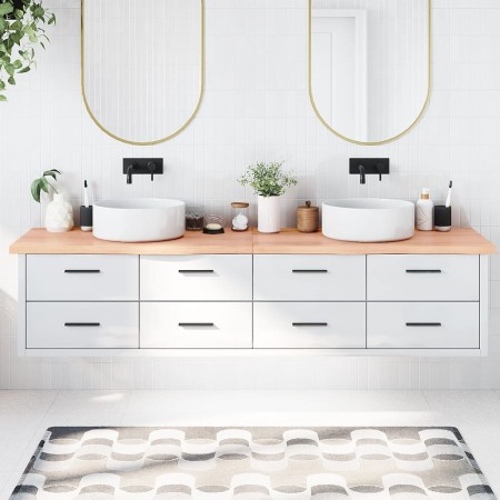 Light brown treated solid wood bathroom countertop 220x60x(2-4)cm by vidaXL, Countertops - Ref: Foro24-3156183, Price: 168,72...