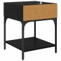 Mesa de Noche Roble negro 40 x 40 x 50 cm Madera contrachapada