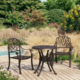 Bistro table and chairs 3 pieces cast aluminum bronze color by vidaXL, Garden sets - Ref: Foro24-3070571, Price: 503,98 €, Di...