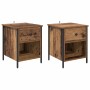 Armario de Noche con cajón 2 pcs Madera vieja 40 x 42 x 50 cm
