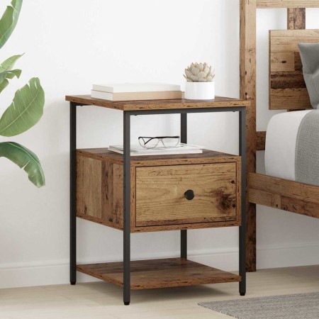 Armario de Noche con cajón 2 pcs Madera vieja 40 x 42 x 56 cm