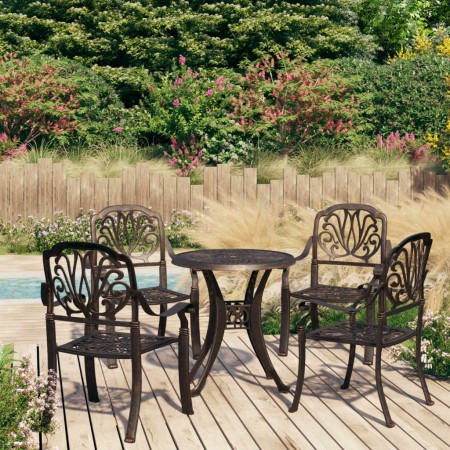 Bistrotisch und Stühle, 5 Stück, Aluminiumguss, bronzefarben von vidaXL, Gartensets - Ref: Foro24-3070598, Preis: 872,24 €, R...