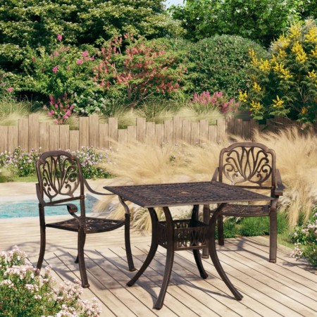 Bistrotisch und Stühle, 3-teilig, Aluminiumguss, bronzefarben von vidaXL, Gartensets - Ref: Foro24-3070577, Preis: 566,24 €, ...