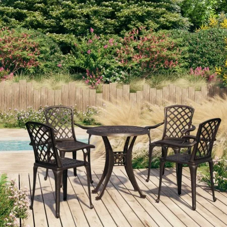 Bistro table and chairs 5-piece set, cast aluminum, bronze color. by vidaXL, Garden sets - Ref: Foro24-3070607, Price: 623,83...