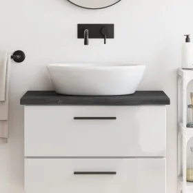 Encimera baño madera maciza tratada marrón oscuro 80x40x(2-4)cm de vidaXL, Encimeras - Ref: Foro24-3156213, Precio: 60,89 €, ...