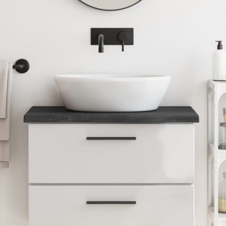 Badezimmerarbeitsplatte aus dunkelbraun behandeltem Massivholz, 80 x 40 x (2-4) cm von vidaXL, Arbeitsplatten - Ref: Foro24-3...