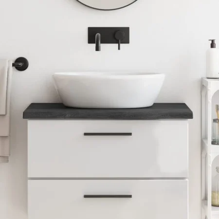 Dark brown treated solid wood bathroom countertop 80x40x(2-4)cm by vidaXL, Countertops - Ref: Foro24-3156213, Price: 60,89 €,...