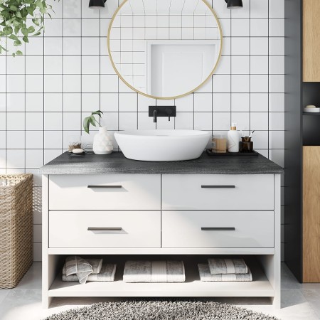 Encimera de baño madera tratada marrón oscuro 100x60x(2-4) cm de vidaXL, Encimeras - Ref: Foro24-3156231, Precio: 85,62 €