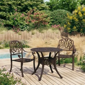 Bistro table and chairs 3-piece set cast aluminum bronze color by vidaXL, Garden sets - Ref: Foro24-3070574, Price: 595,61 €,...