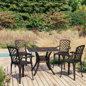 Bistro table and chairs 5-piece set, cast aluminum, bronze color. by vidaXL, Garden sets - Ref: Foro24-3070613, Price: 723,63...