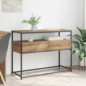 Mesa Consola con cajón Roble artesanal 100 x 40 x 75 cm en Mesitas de noche | Comprar online en Foro24