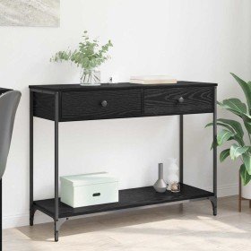Mesa Consola con cajón Roble Negro 100 x 34,5 x 75 cm en Mesitas de noche | Comprar online en Foro24