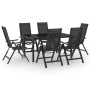 Juego de comedor para jardín 7 piezas aluminio gris antracita