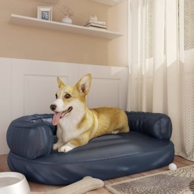 Cama para perros de espuma cuero sintético azul oscuro 88x65 cm