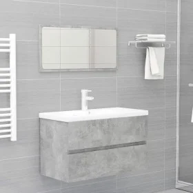 Badezimmermöbel-Set aus grauem Beton-Engineered-Holz von vidaXL, Badezimmermöbel - Ref: Foro24-3071598, Preis: 206,21 €, Raba...
