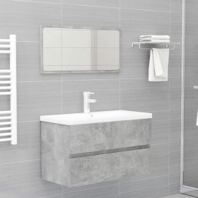 Badezimmermöbel-Set aus grauem Beton-Engineered-Holz von vidaXL, Badezimmermöbel - Ref: Foro24-3071598, Preis: 213,94 €, Raba...
