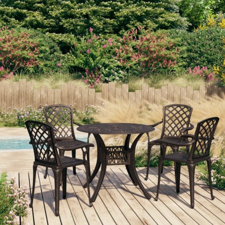 Bistrotisch und Stühle, 5 Stück, Aluminiumguss, bronzefarben von vidaXL, Gartensets - Ref: Foro24-3070610, Preis: 716,13 €, R...