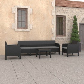 Set de muebles de jardín 4 pzas cojines PP ratán gris antracita