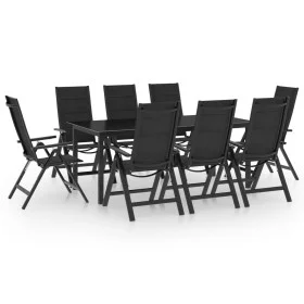 9-teiliges Garten-Essset aus anthrazitgrauem Aluminium von vidaXL, Gartensets - Ref: Foro24-3070642, Preis: 912,56 €, Rabatt: %