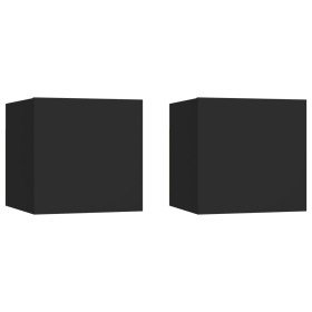 Mesitas de noche 2 uds madera ingeniería negro 30,5x30x30 cm Mesitas de noche 2 uds madera ingeniería negro 30,5x30x30 cm
