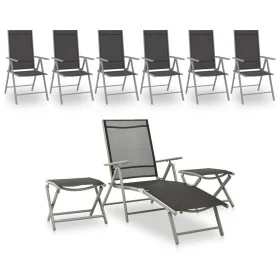 Gartenmöbel-Set 9-teilig schwarz und silber von vidaXL, Gartensets - Ref: Foro24-3070644, Preis: 398,86 €, Rabatt: %