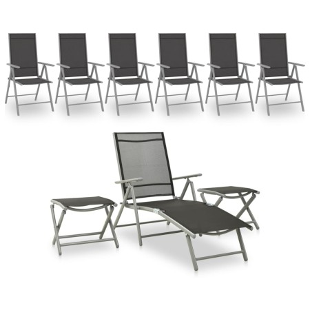 Gartenmöbel-Set 9-teilig schwarz und silber von vidaXL, Gartensets - Ref: Foro24-3070644, Preis: 413,97 €, Rabatt: %