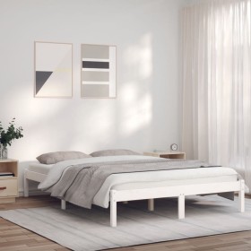 Estructura de cama de madera maciza de pino blanco 140x190 cm