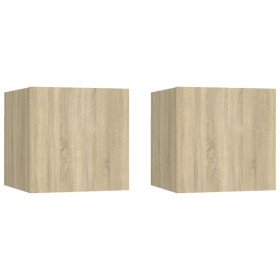 Mesitas noche 2 uds madera ingeniería roble Sonoma 30,5x30x30cm Mesitas noche 2 uds madera ingeniería roble Sonoma 30,5x30x30cm