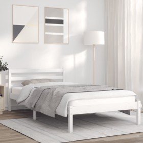 Estructura de cama madera maciza de pino blanco 90x200 cm