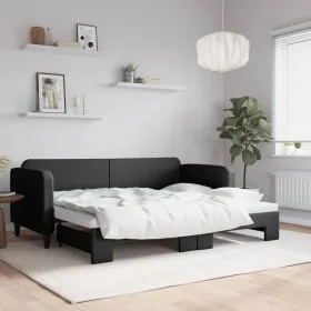 Black fabric trundle sofa bed 80x200 cm by vidaXL, Beds and slatted bases - Ref: Foro24-3196813, Price: 243,05 €, Discount: %