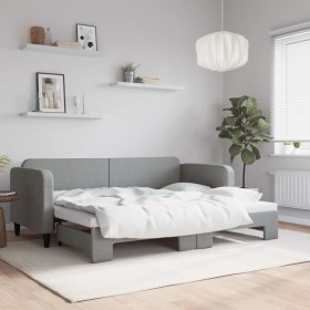 Trundle sofa bed light gray fabric 80x200 cm by vidaXL, Beds and slatted bases - Ref: Foro24-3196811, Price: 250,28 €, Discou...
