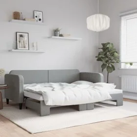 Trundle sofa bed light gray fabric 80x200 cm by vidaXL, Beds and slatted bases - Ref: Foro24-3196811, Price: 250,20 €, Discou...