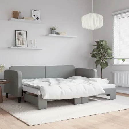 Ausziehbares Schlafsofa aus hellgrauem Stoff, 80 x 200 cm von vidaXL, Betten und Lattenroste - Ref: Foro24-3196811, Preis: 25...