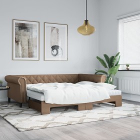 Sofá con cama nido cuero sintético cappuccino 90x200 cm