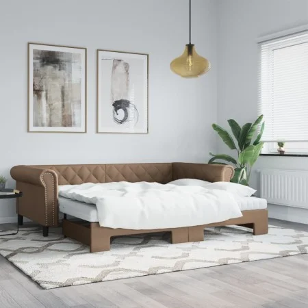 Sofa mit Ausziehbett aus Kunstleder Cappuccino 90x200 cm von vidaXL, Betten und Lattenroste - Ref: Foro24-3197726, Preis: 271...