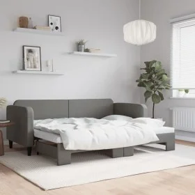 Trundle sofa bed dark gray fabric 80x200 cm by vidaXL, Beds and slatted bases - Ref: Foro24-3196812, Price: 245,46 €, Discoun...