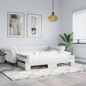 Sofa mit Ausziehbett aus weißem Kunstleder 90x200 cm von vidaXL, Betten und Lattenroste - Ref: Foro24-3197724, Preis: 300,62 ...