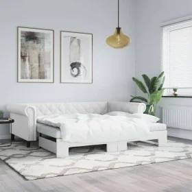 Sofa with trundle bed white synthetic leather 90x200 cm by vidaXL, Beds and slatted bases - Ref: Foro24-3197724, Price: 277,9...