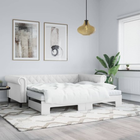 Sofa mit Ausziehbett aus weißem Kunstleder 90x200 cm von vidaXL, Betten und Lattenroste - Ref: Foro24-3197724, Preis: 300,62 ...