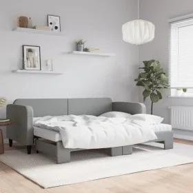 Trundle sofa bed with light gray fabric mattress 80x200 cm by vidaXL, Beds and slatted bases - Ref: Foro24-3196829, Price: 42...