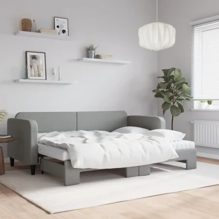Trundle sofa bed with light gray fabric mattress 80x200 cm by vidaXL, Beds and slatted bases - Ref: Foro24-3196829, Price: 42...