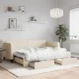 Sofá cama nido con cajones tela color crema 80x200 cm de vidaXL, Camas y somieres - Ref: Foro24-3196851, Precio: 278,69 €, De...