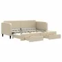 Trundle sofa bed with drawers cream fabric 80x200 cm by vidaXL, Beds and slatted bases - Ref: Foro24-3196851, Price: 278,71 €...