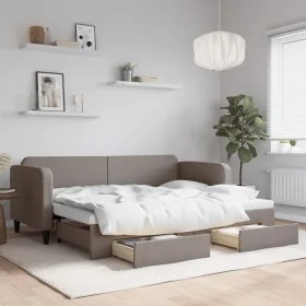 Trundle sofa bed with drawers taupe gray fabric 80x200 cm by vidaXL, Beds and slatted bases - Ref: Foro24-3196850, Price: 283...