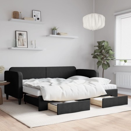 Sofá cama nido con cajones tela negro 80x200 cm de vidaXL, Camas y somieres - Ref: Foro24-3196867, Precio: 454,60 €, Descuent...